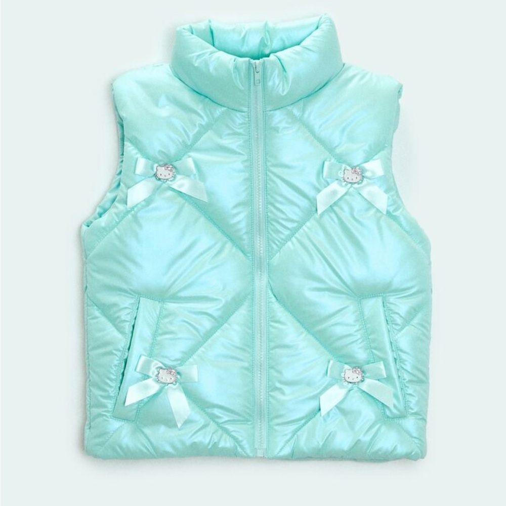 BOGO + FREE GIFT WITH PURCHASE Hello Kitty Mint Green Puffer Vest Any size combo - Picture 2 of 3